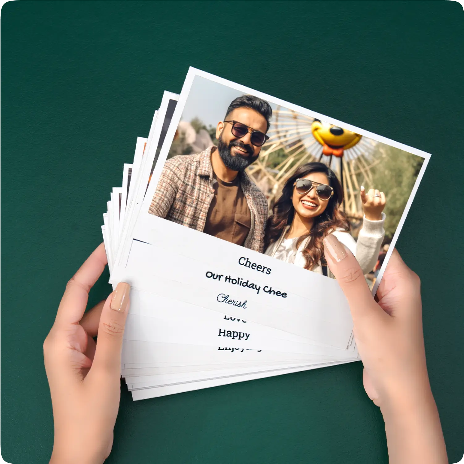 Color Kahar (colorkahar) retro prints 7x5 inch — multiple prints green background couple park Cheers on focus personalized Pakistan