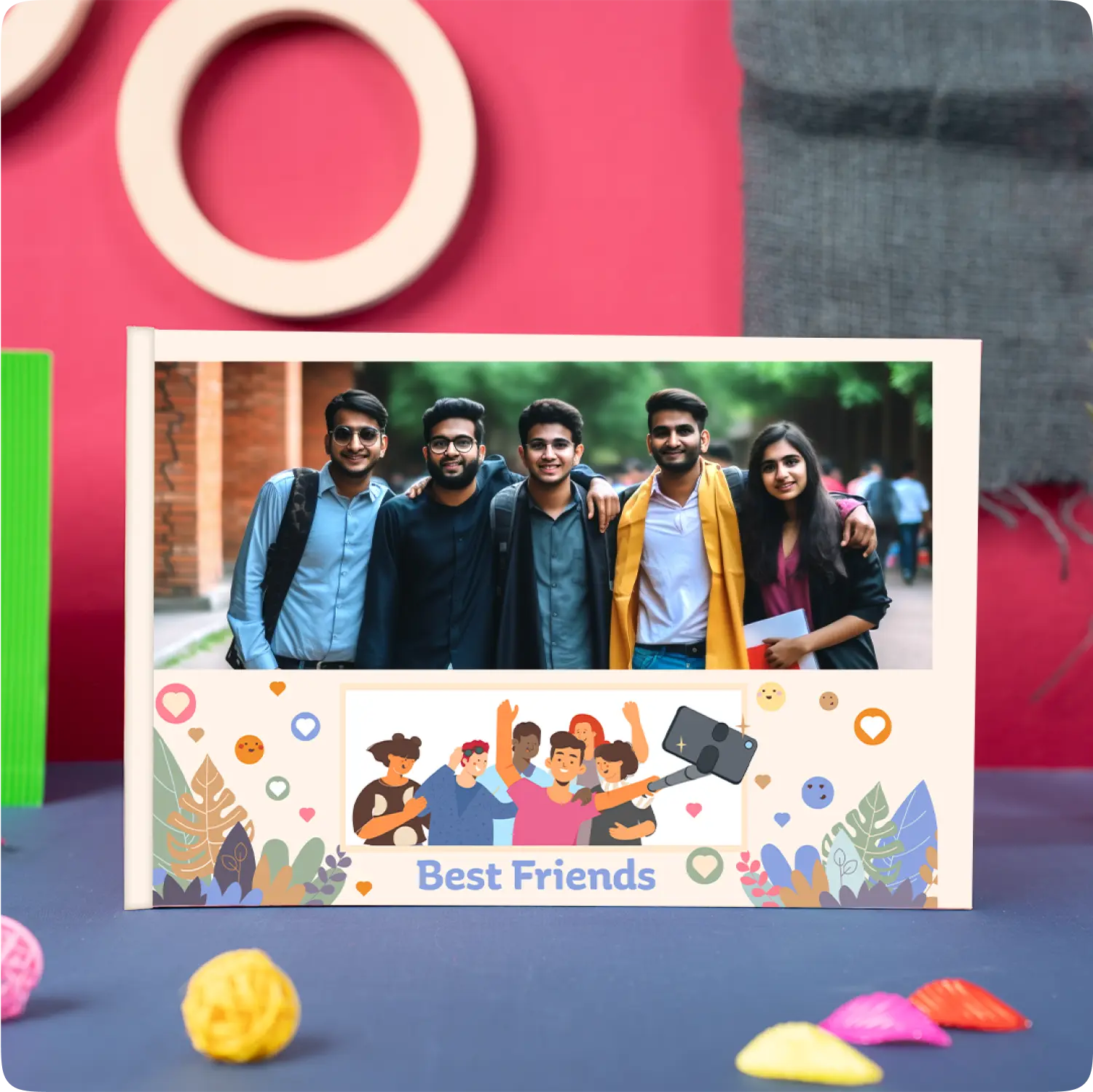Color Kahar (colorkahar) friends themed photobook side view — premium binding quality print Pakistan