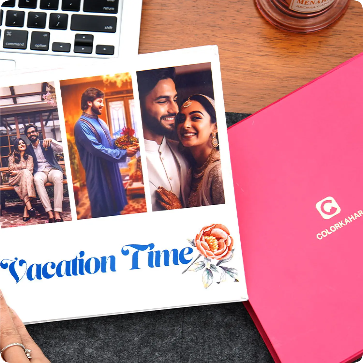 Color Kahar (colorkahar) travel themed photobook open spread — journey adventure memories Pakistan