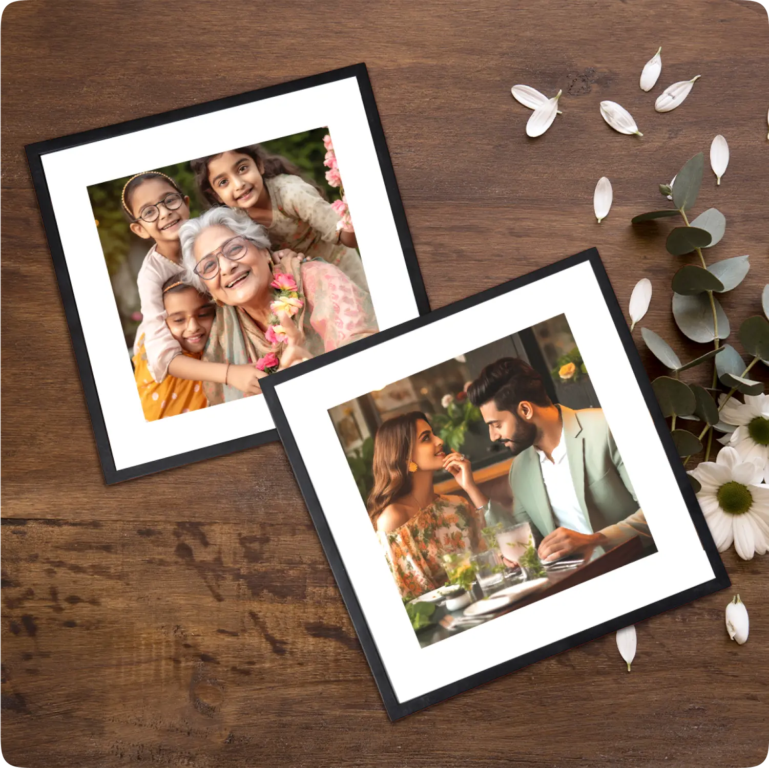 Color Kahar (colorkahar) bold photo tiles 8x8 inch — family with mother and couple looking at each other personalized Pakistan