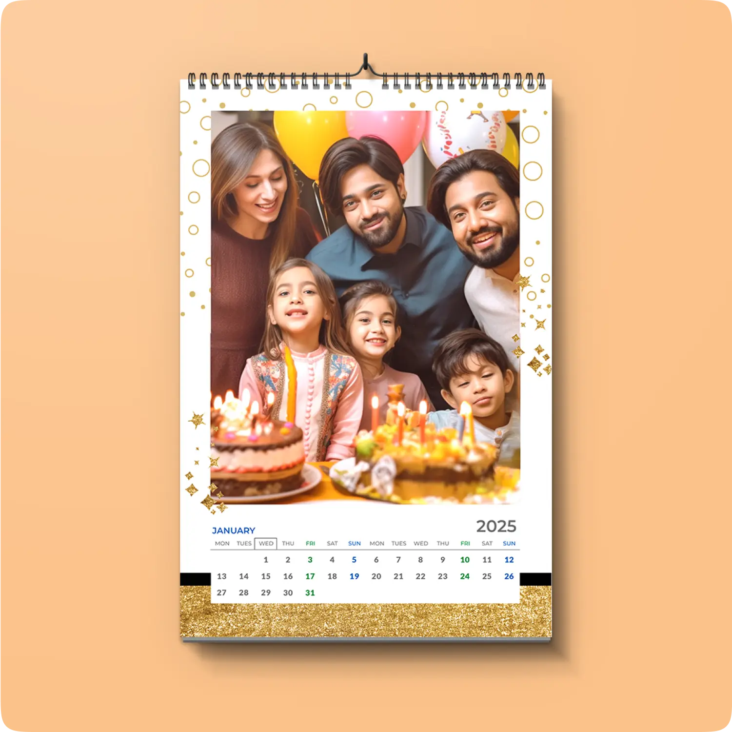 Color Kahar (colorkahar) portrait calendar 12x18 inch — family celebrating birthday personalized photo calendar Pakistan