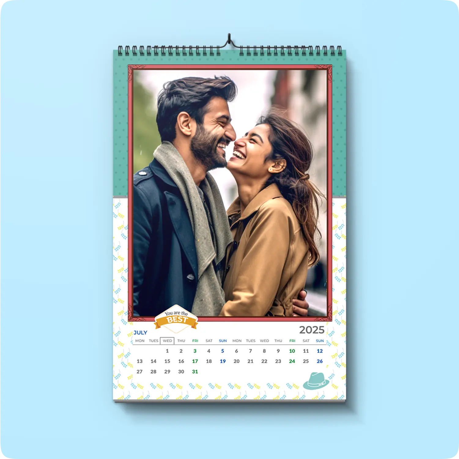 Color Kahar (colorkahar) portrait calendar 12x18 inch — couple hugging laughing personalized photo calendar Pakistan