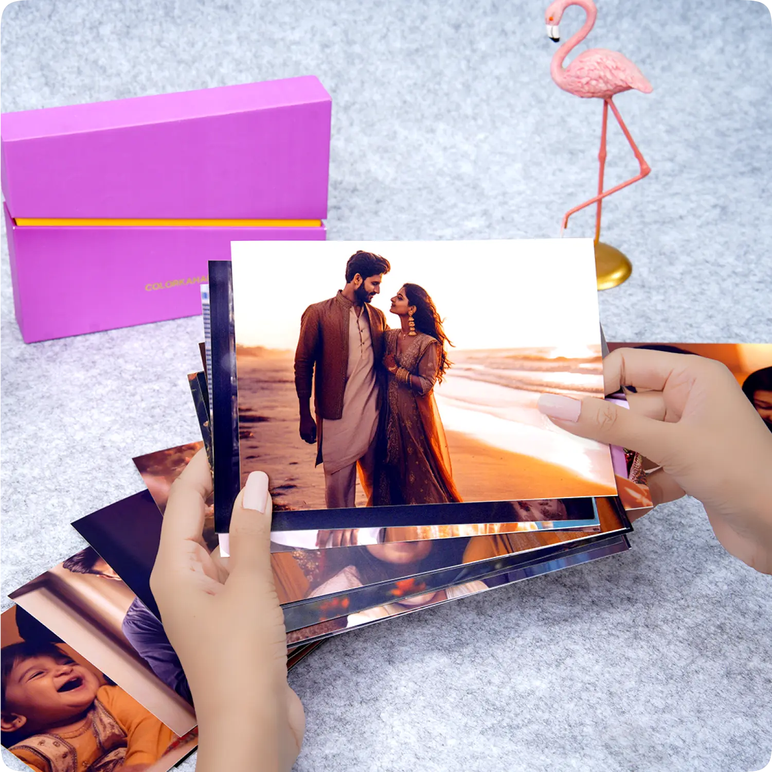 Color Kahar (colorkahar) photo print 7x5 inch — scattered layout multiple prints personalized Pakistan